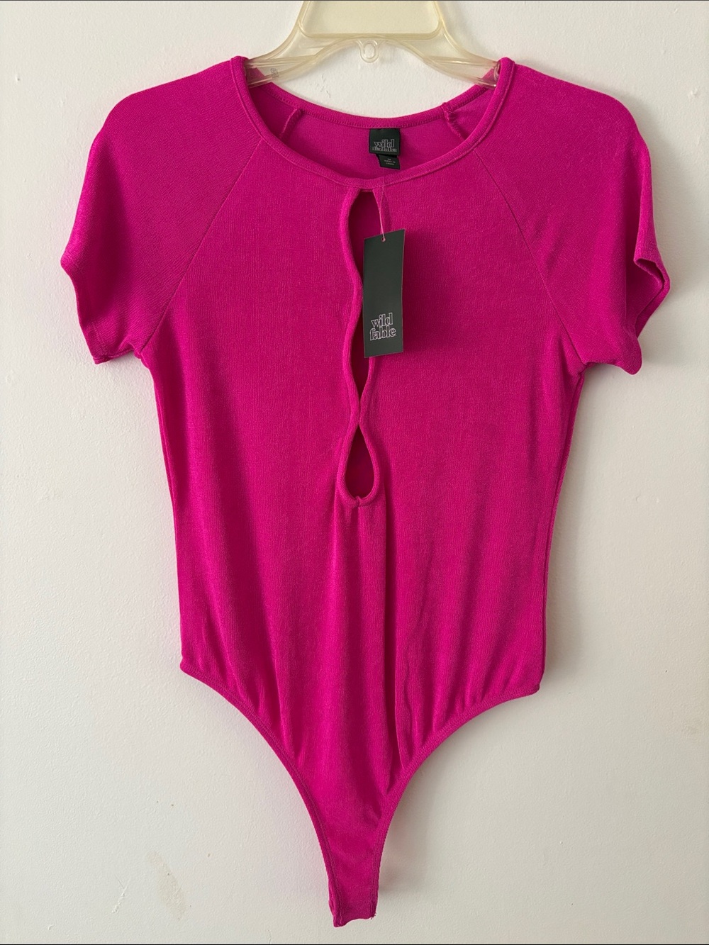 Wild Fable Vibrant Hot Pink Cut Out Bodycon Bodysuit size Medium New With Tags
